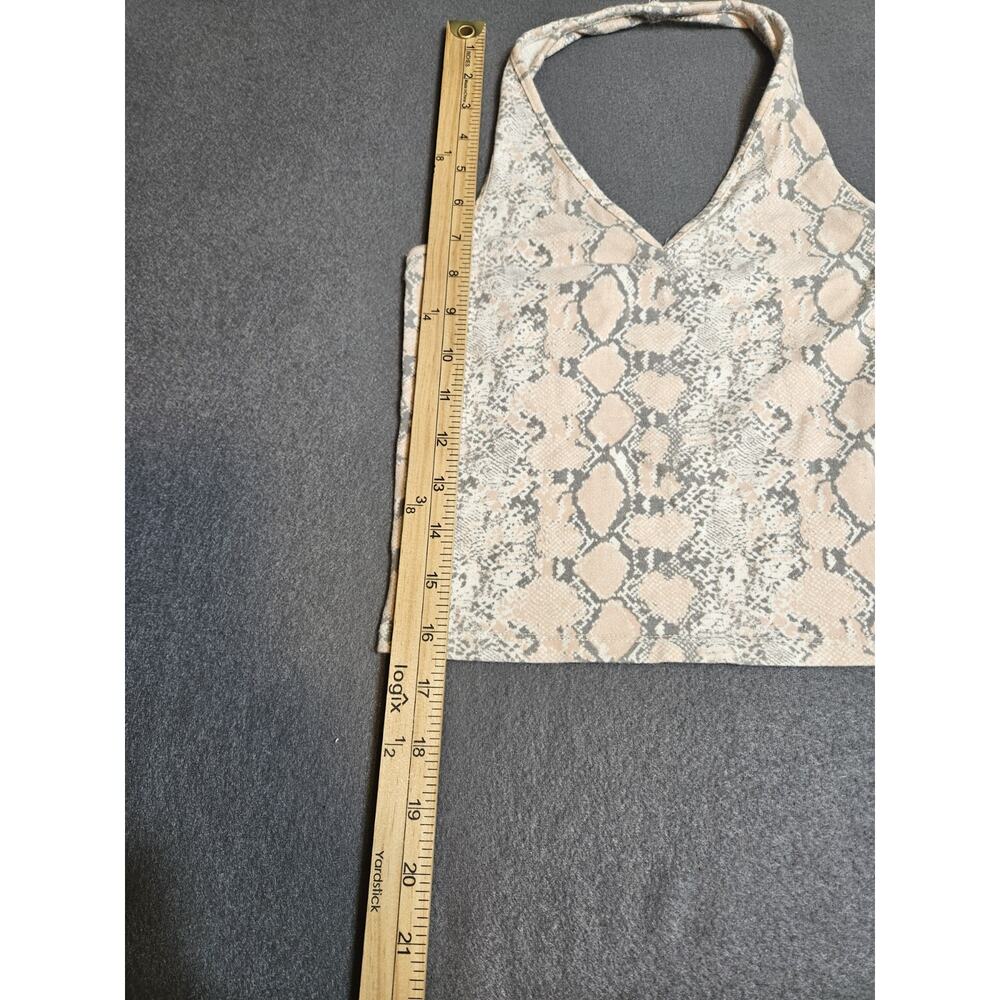 AMERICAN EAGLE HALTER TOP EXTRA SMALL GRAY PINK WHITE SNAKE SKIN PRINTED TANK - Picture 6 of 7